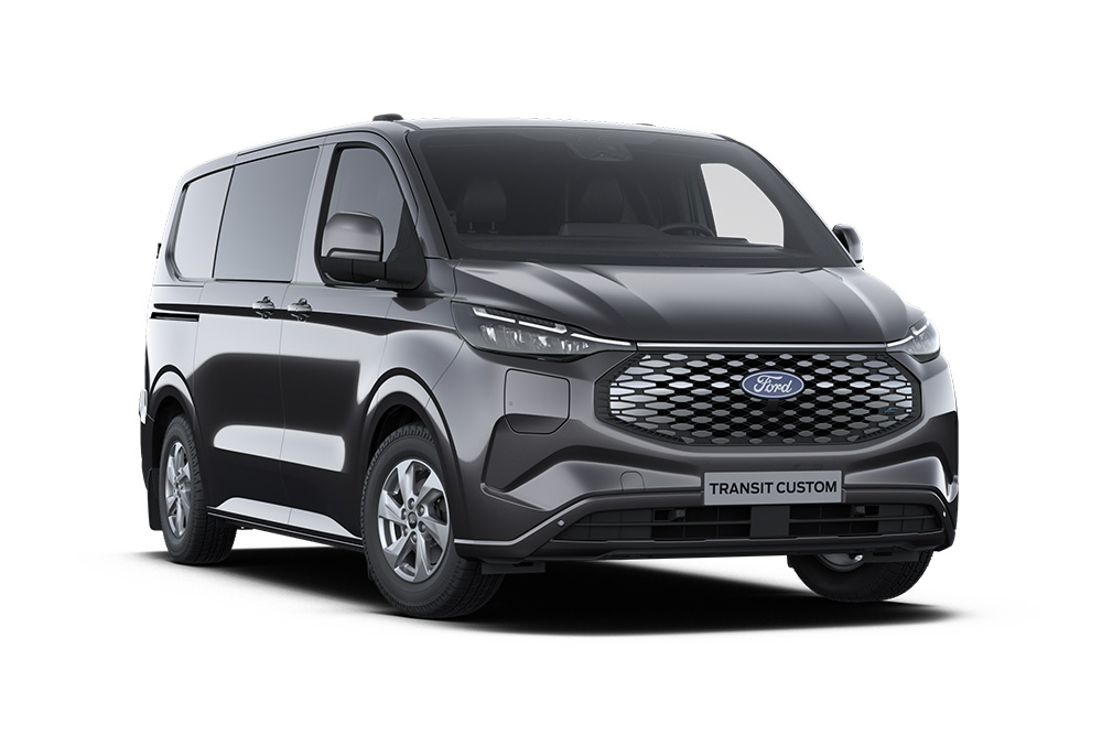 Ford Transit Custom MultiCab Limited culoare Dark Gray, vedere frontală.