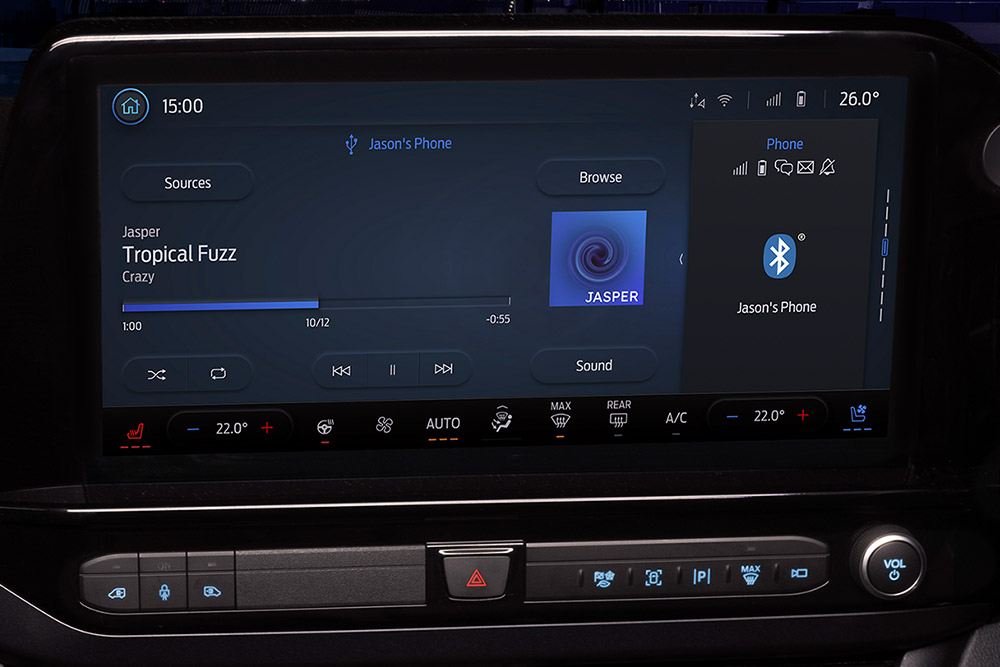 Ecran infotainment  într-un Ford Transit Custom